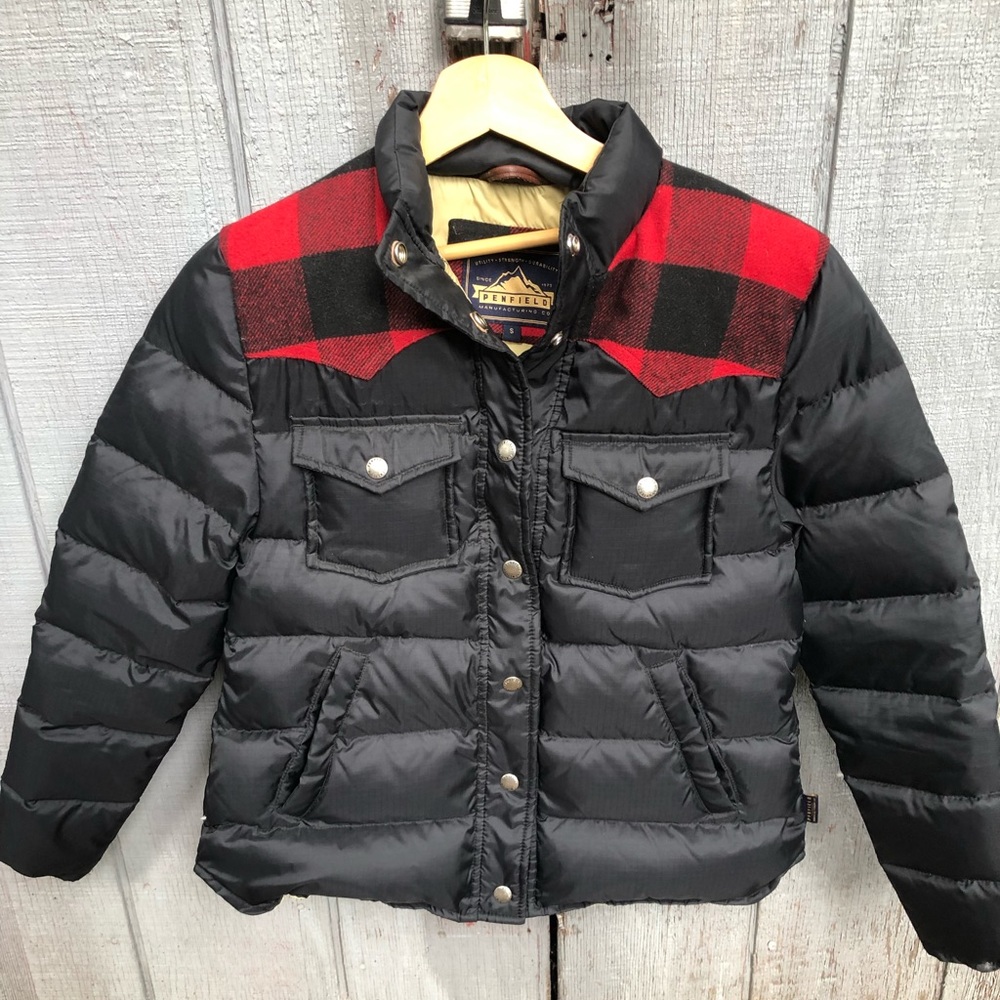 PENFIELD down puffer w flannel shoulders Rockfield